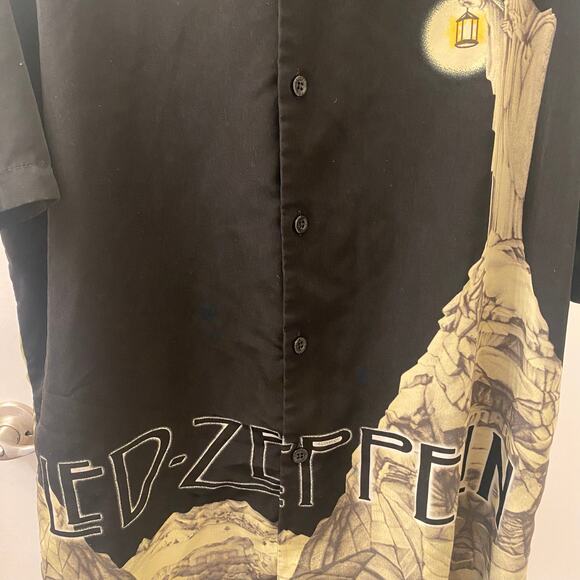 Vintage Led Zeppelin Stairway to Heaven Short Sleeve Button Up Shirt Size Large - Picture 3 of 6